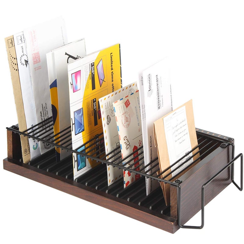 J JACKCUBE DESIGN JACKCUBE Design Wood Monthly Office Desktop Bill & Mail & File Organizer Storage with Steel Divider Holder 31section, Entryway or Printer table Living room Kitchen (MK487A) - Image 5